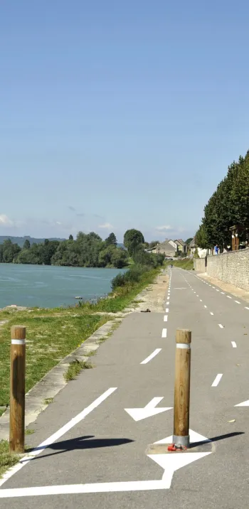 Piste cyclable le long du Rhône sur la ViaRhôna